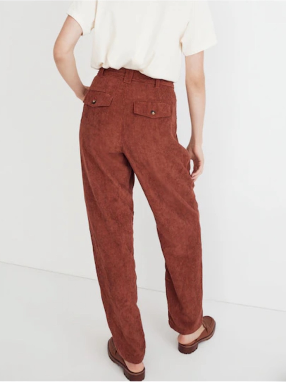Madewell‎ Corduroy High Rise Tapered Leg Pants Dusty Redwood 6 - Picture 2 of 9